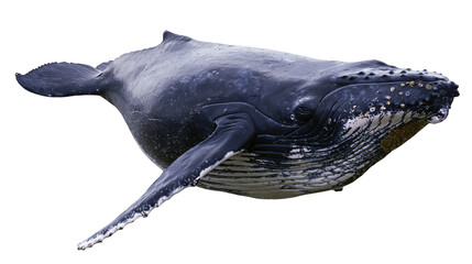 Humpback whale swimming with long pectoral fins and textured skin © Gael