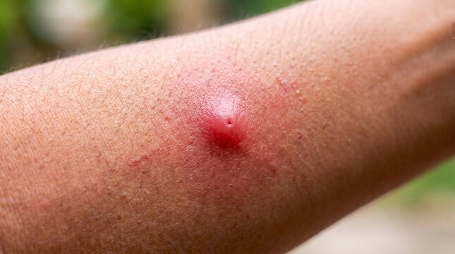 Asian tiger mosquito (Aedes albopictus) bite causing cutaneous inflammatory reaction