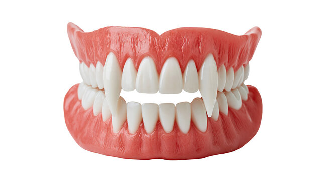 Realistic plastic vampire teeth dentures with sharp pointed fangs