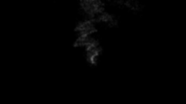 Smoke wisps emerge and twist in a dark setting, illustrating a gradual transformation in density and form, capturing the fluid motion of vapor as it flows seamlessly through the air