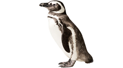 Magellanic penguin standing in profile with black and white feathers © Elvin