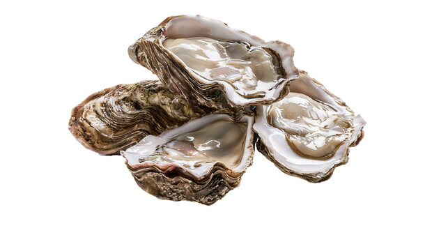 Fresh raw oysters with open shells and glistening moist meat