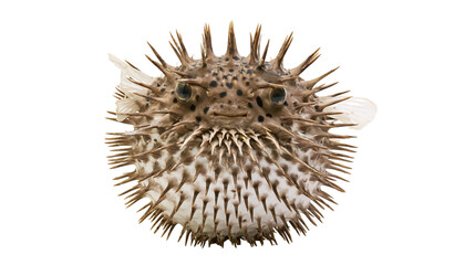 Spiky brown pufferfish with sharp spines and dark spots © Elvin