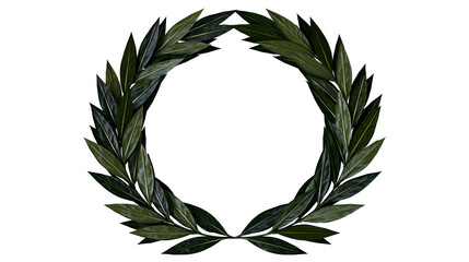Circular laurel wreath made of fresh green bay leaves © Elvin