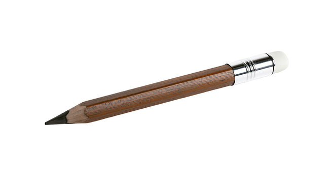 Wooden graphite pencil with a metal ferrule and a white rubber eraser tip
