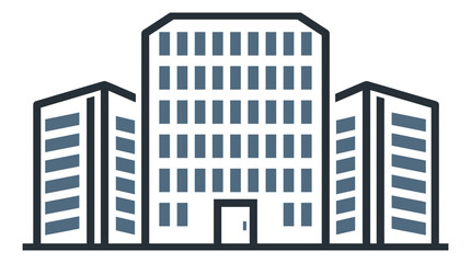 Fototapeta premium Minimalist vector illustration of office buildings in a downtown city center