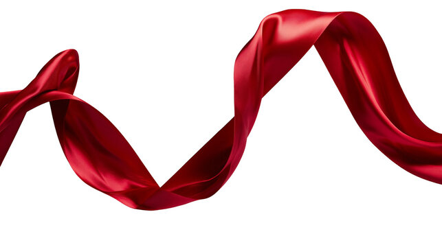 Flowing red silk ribbon with smooth satin texture and elegant curves