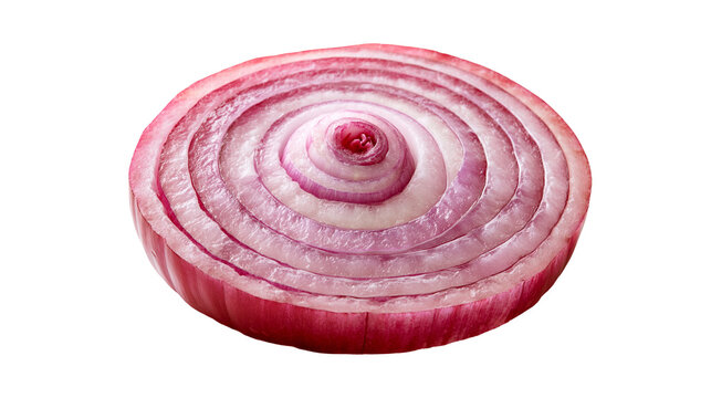 Fresh sliced red onion cross section showing concentric rings and purple texture
