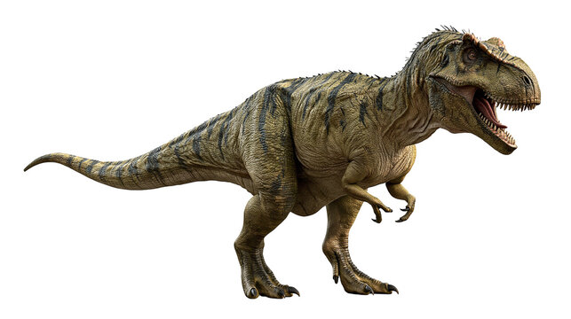 Full body Tyrannosaurus Rex dinosaur with textured skin and open mouth