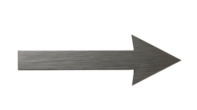Brushed dark grey metallic arrow pointing to the right