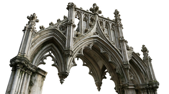 Ornate gothic stone archway with intricate carved architectural details
