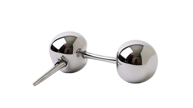 Polished silver barbell body piercing jewelry with two spherical ends