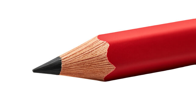 Sharp red wooden pencil tip with black graphite lead core