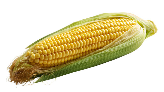 Fresh raw corn cob with green husk and silk