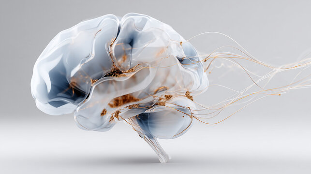 Translucent Crystal Human Brain with Glowing Neural Pathways &ndash; Neuroscience Art

