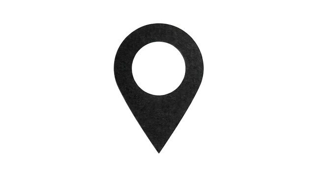 Black map pin location marker with subtle texture isolated on a clean background for navigation concepts
