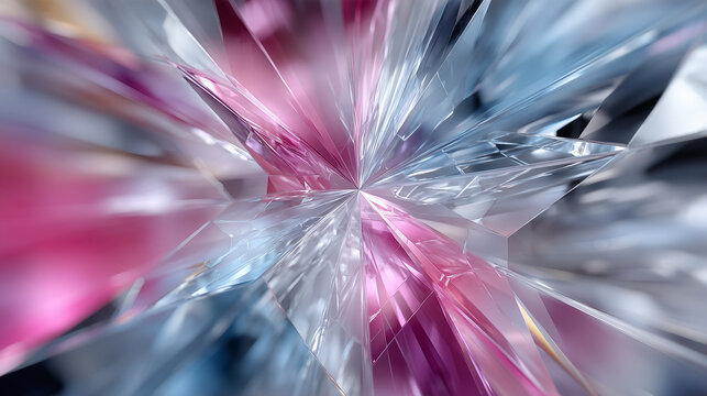 Geometric Crystal Abstract Background &ndash; Neon Faceted Tunnel of Light

