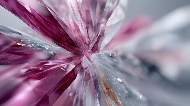 Geometric Crystal Abstract Background &ndash; Neon Faceted Tunnel of Light

