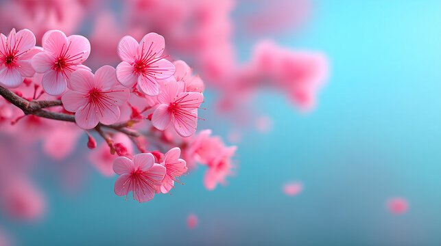 Cherry Blossom Branches Against Pale Blue Sky &ndash; Serene Spring Seasonal Graphic

