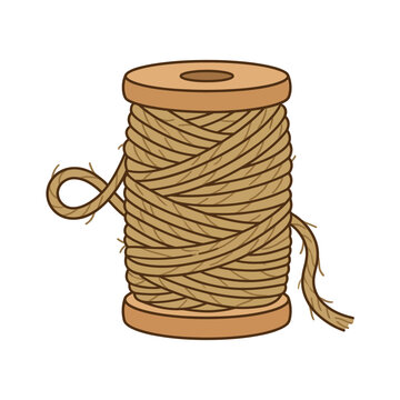 Illustration of a spool of brown twine or string.