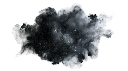 Dark swirling smoke cloud with glowing stardust particles and cosmic nebula effect © Natalia
