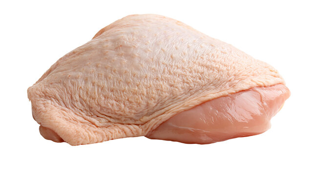 Raw chicken thigh with skin on