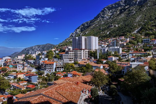 Panoramic view of the historic city of Kruja in Albania.