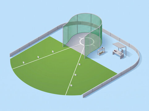 Isometric 3D Athletics Field for Hammer Throw Competition