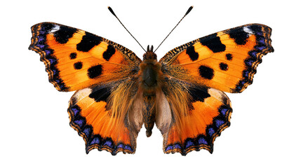 Large tortoiseshell butterfly with orange and black patterned wings © Maria