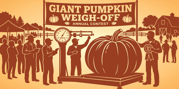 Giant pumpkin weigh off contest with farmers and scales