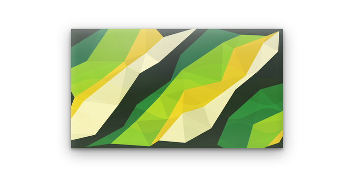 Abstract low poly background, geometric green and yellow triangular pattern, modern crystalline texture for digital design