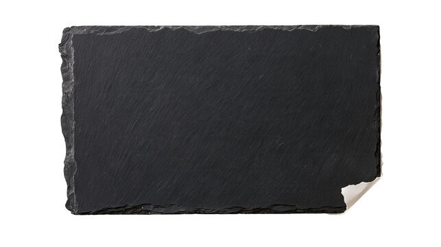 Rectangular black slate stone plate with rough textured edges