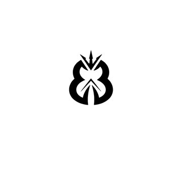 Black luxury monogram crest logo featuring twin B letterforms crowned with a spear or trident spike vector illustration.
