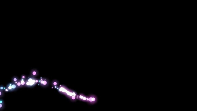 4K Colorful Glitter Light trail Sparkling Stardust Trail Particle Effect Animation. 2d doodle stars motion, sparkle abstract glow shimmer, on black screen animation background