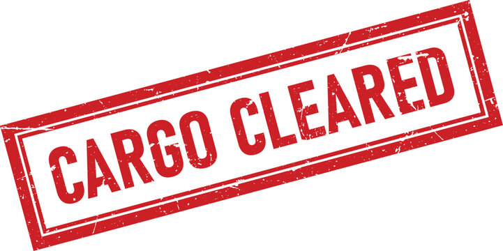 Red rectangular rubber stamp mark with the text Cargo Cleared for logistics shipping and international trade operations