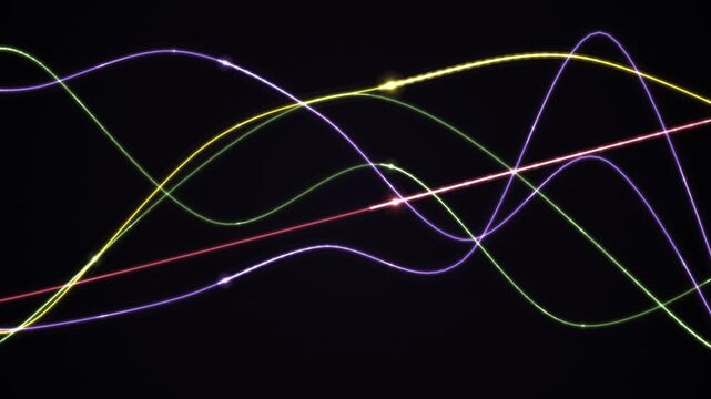 Colorful light trails form a continuous looping pattern on a dark background