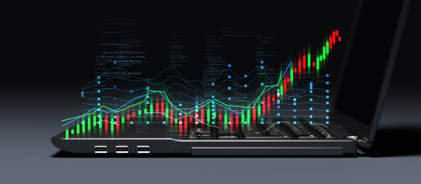 Online financial trading and stock market investment concept, Algorithmic Trading (Quant), High-Frequency Stock Market Analysis, Online Trading Platform.