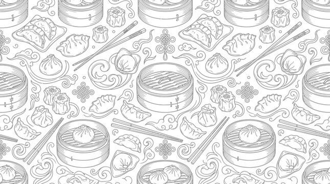 Asian Food Pattern Isolated