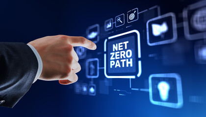 Obraz premium Net Zero Path Framework for Corporate Environmental Strategy and Sustainability Planning