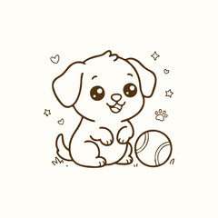 Obraz premium chubby cute dog with ball design
