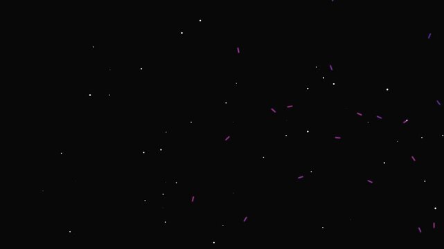 Abstract motion background featuring glowing purple particles and white dots floating across a dark space creating a dynamic digital effect for modern video projects and creative design layouts