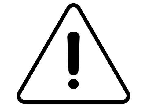 Warning Sign Triangle Line Icon for Caution Danger and Hazard Alert Symbol on Transparent Background