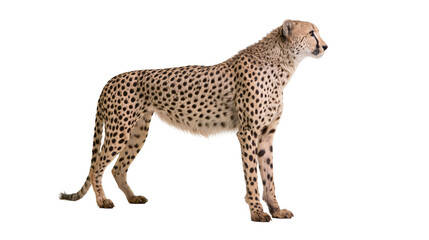 Full body side view of a standing adult cheetah with spotted fur pattern © Lena