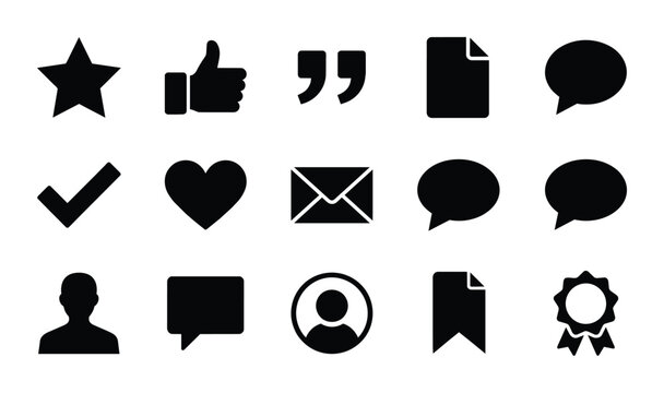 Social Media Icons Set, Communication Symbols Collection, User Interface Elements, Web Design Graphics, Vector Graphics