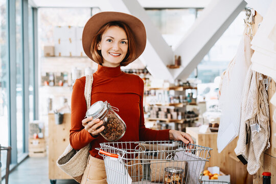 Shopping in zero waste store. Low waste lifestyle.