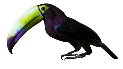 Keel-billed toucan with vibrant green beak and black plumage © Lena