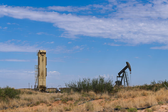 Permian Basin 9-13-2026 Loco Hills NM USAPump jack extracting crude oil from the Permian Basin in SE New Mexico