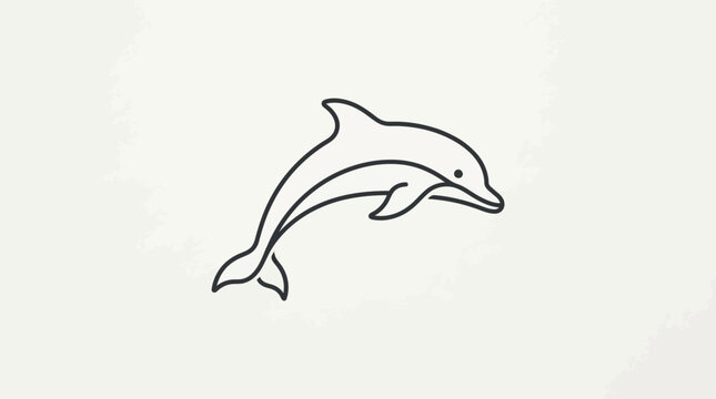 Jumping dolphin marine animal simple line art