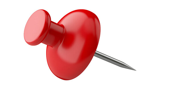 Bright red plastic headed push pin with a sharp metal needle point