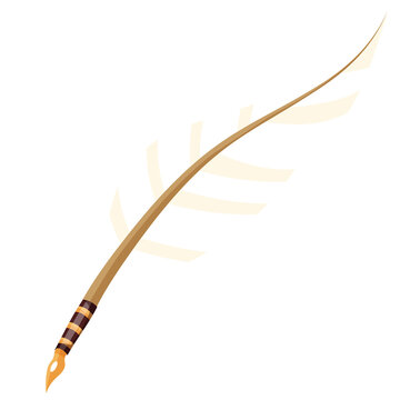 Vintage feather quill pen magic spell writing tool vector illustration